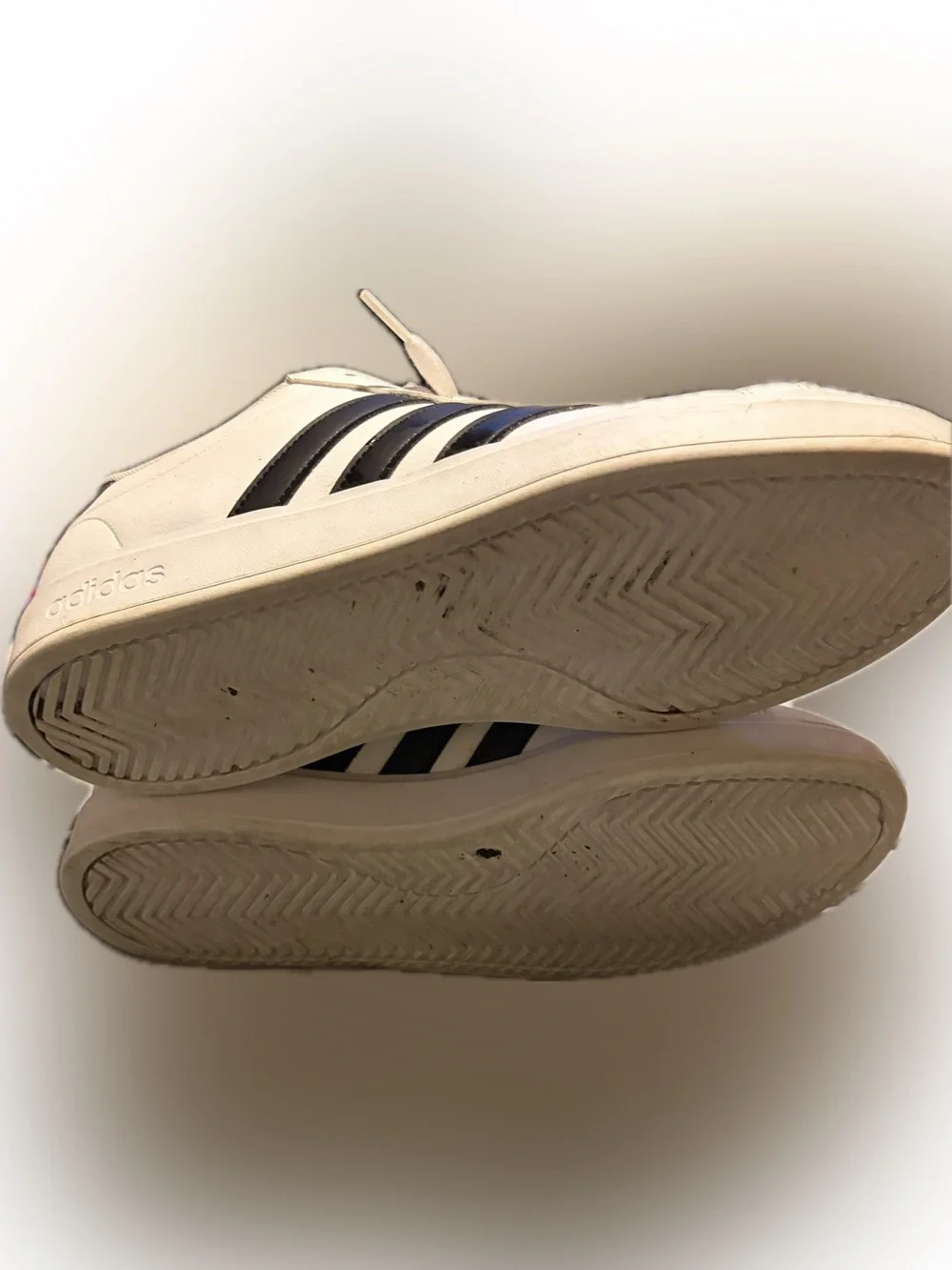 adidas White Sneakers with Black Stripes
